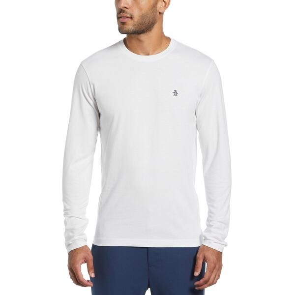 オリジナルペンギン メンズ トップス シャツ Original Penguin Originalong Sleeve Crew T Shirt Bright White ホワイト