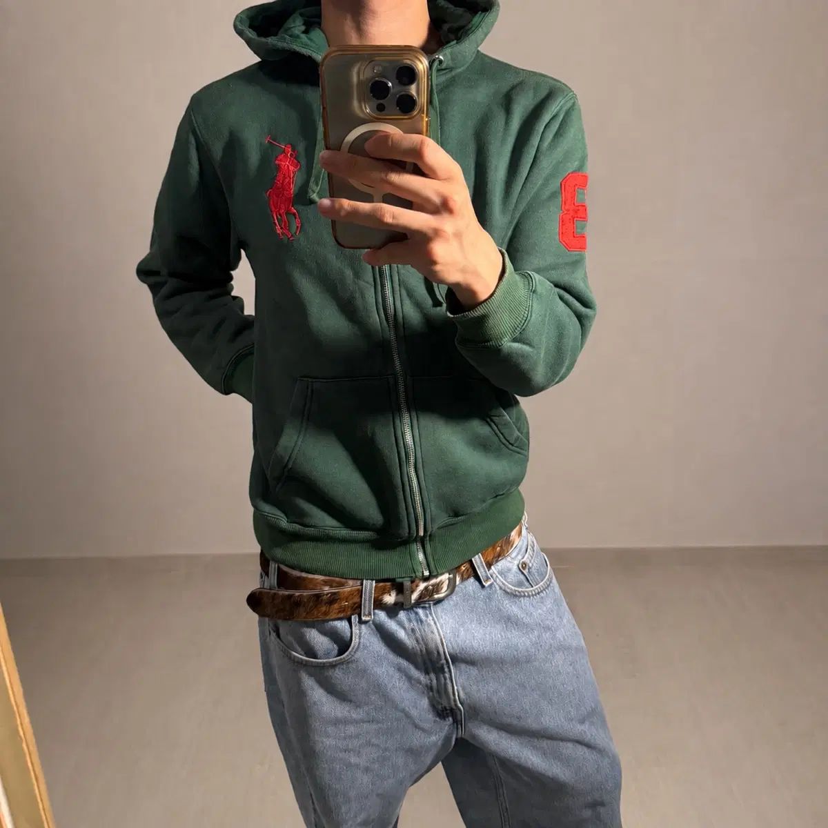 ポロ ビックポニー グリーン ジップアップ