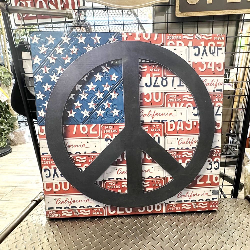 PEACE U.S.A ヴィンテージ ウッドボード 壁掛け アメリカン アンティーク ナンバープレート インテリア 2703