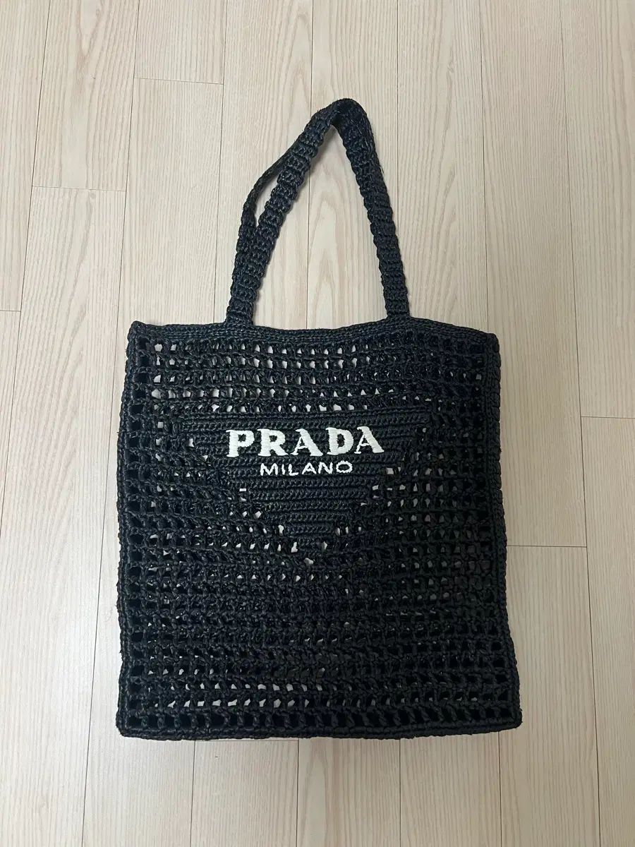 1BG393 PRADA プラダ ラフィア トートバッグ ショルダーバッグ ブラック