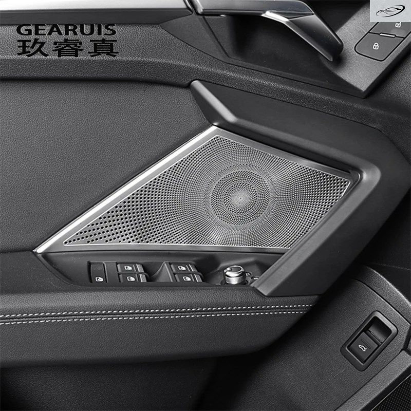 車のドアアームレストドアロックボタンカバーラウドスピーカーステレオオーディオスピーカーステッカートリムアウディA3 8Y A3L 2021 9,435円