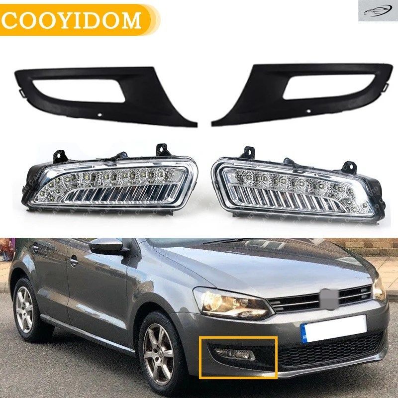 車用LEDフロントフォグランプDRL VWフォルクスワーゲンポロMK8 6R 2011 2012 2013 フロントバンパーランプライト 6RD 941 699 6RD 941 700
