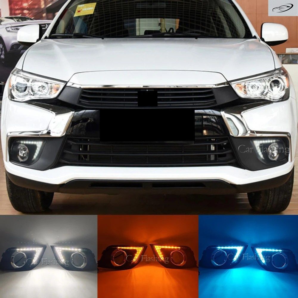 LEDデイタイムランニングライト 三菱アウトランダースポーツ ASX RVR 2016 - 19 DRLフォグランプカバー（ターンシグナル付き）