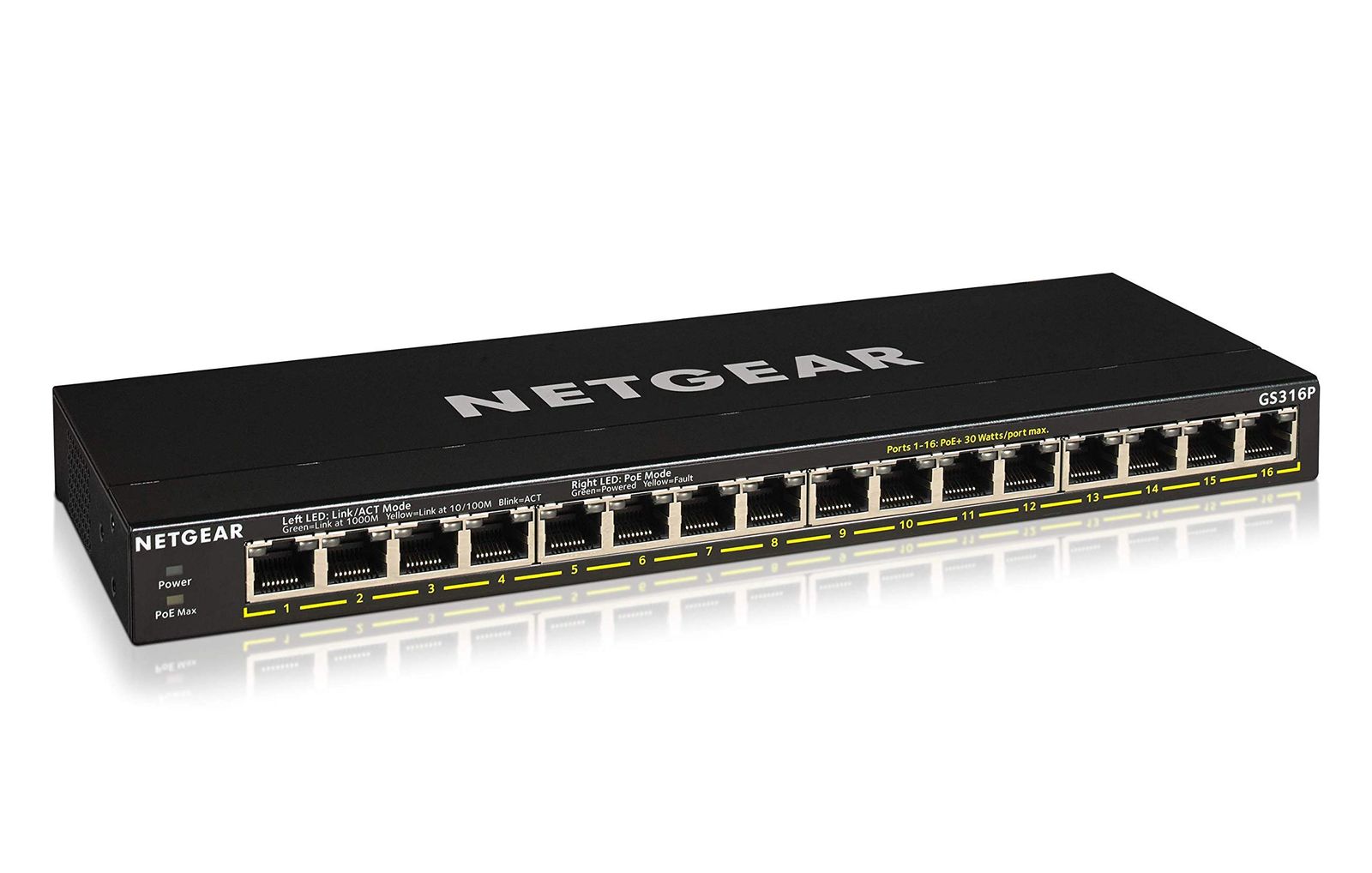 【正規品】 ネットギア NETGEAR スイッチングハブ 16ポート 1G PoE+ (115W) 金属筐体 静音ファンレス メーカー3年保証 アンマネージスイッチ GS316P-100AJS [16ポート]