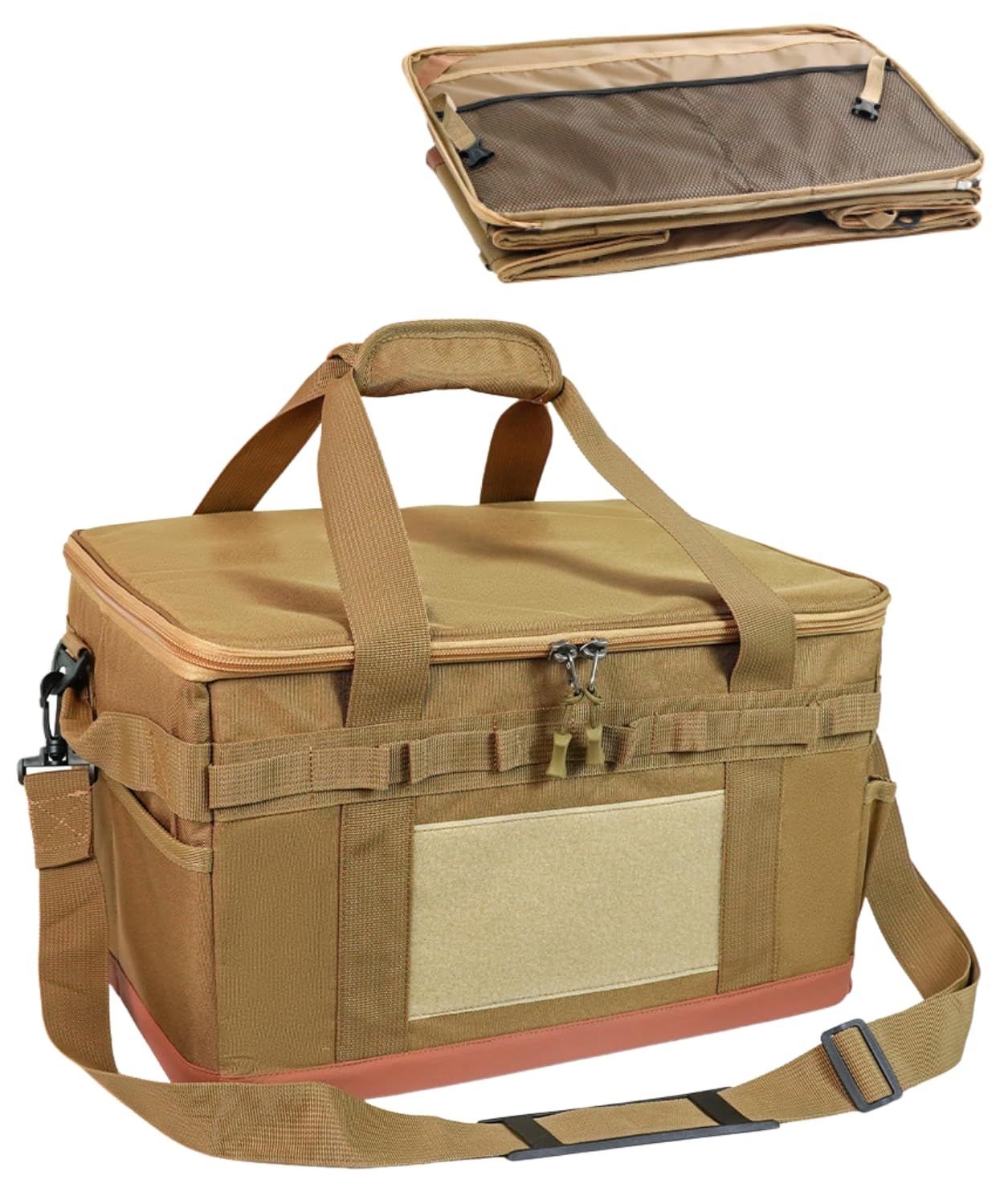 ★新品★便利な 大容量 ソフトコンテナ 45L ボックス アウトドア キャンプ 収納ボックス 折り畳みコンテナ 屋外 防水 折り畳み 蓋付き ツールバッグ キャンプギア (カーキ 45L) 1d7a0a86