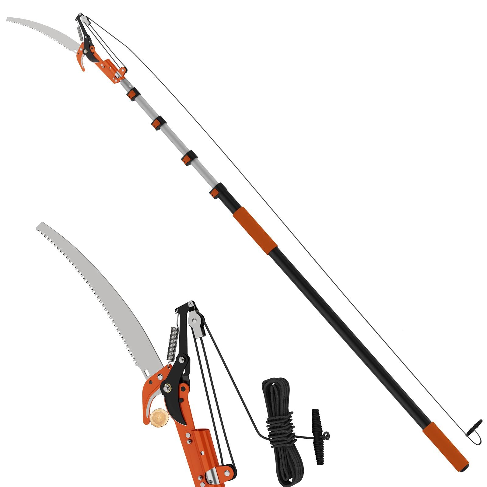☆新品☆LAANPOLE 6m 伸縮式高枝切りノコギリ2in1、1.5～6m手動式のこぎり付き 伸縮棒、たかえだきりノコギリ、高所の枝刈り・剪定・切断に最適 6e546284