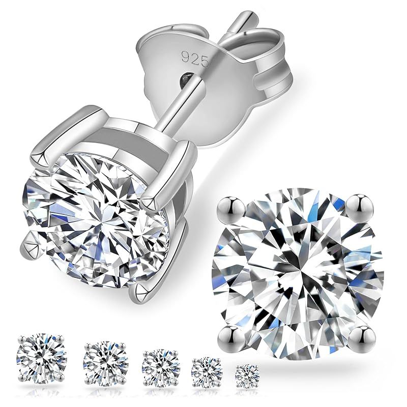 KRKC&CO モアッサナイト ピアス レディース シルバー925 一粒ダイヤ 両耳 20G セカンドピアス 金属アレルギー対応 シルバー-4本爪