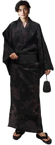 [Aletta domani] 浴衣 メンズ ワンタッチ帯 2点セット 男性和服 絣 縞 花柄 綿100 古典柄 夏祭り 花火大会ym 5c0dd4e9