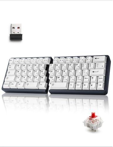 YIVU 60% ワイヤレス 左右分離型 メカニカルキーボード 英語配列 (かな印字あり) Gateron MX赤軸 ホットスワップ QMK/VIAL対応 PBTym c9678489