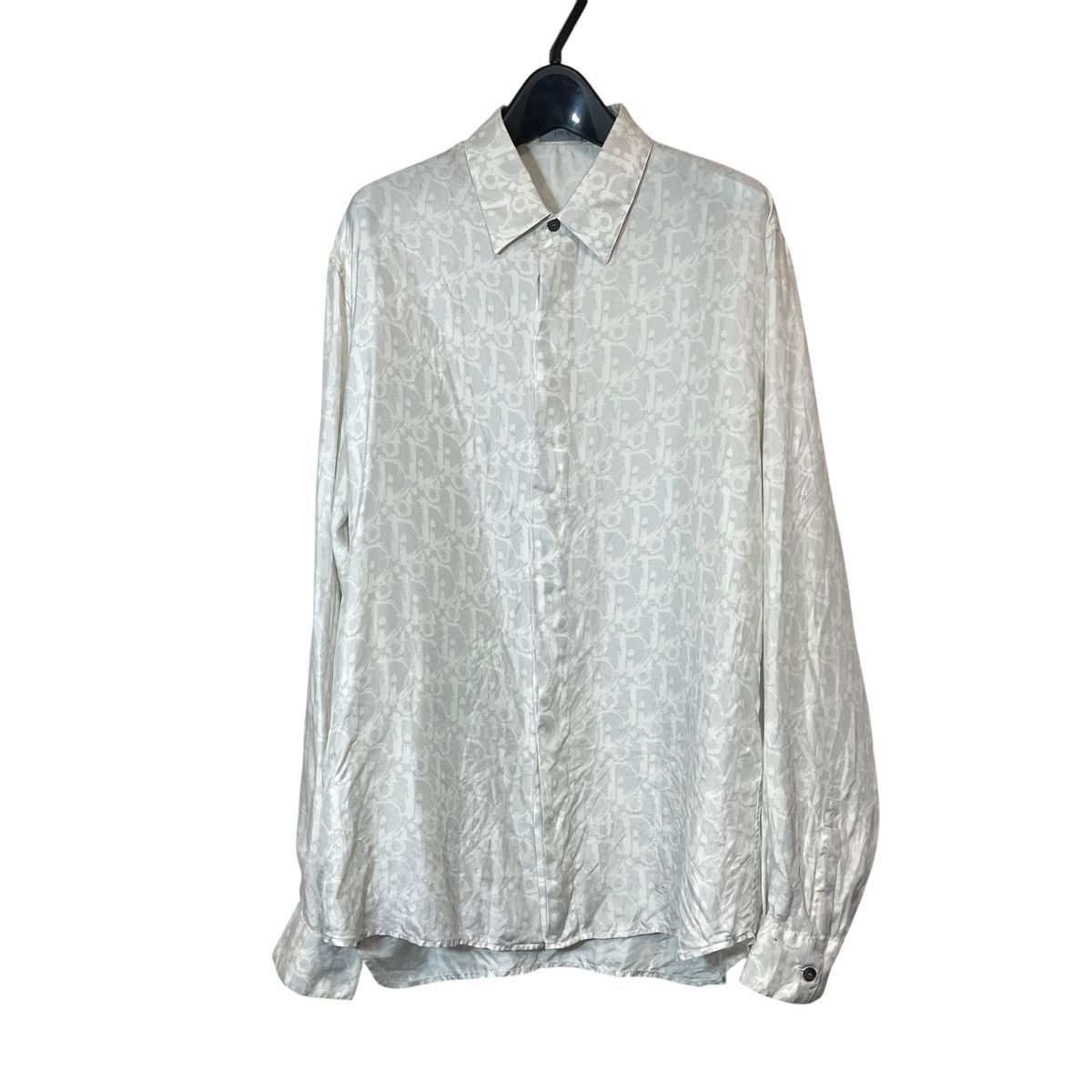 【中古】Christian Dior クリスチャン・ディオール オブリーク シルクシャツ 013C502A5141 カジュアルシャツ サイズ42 グレー 26011187 RD