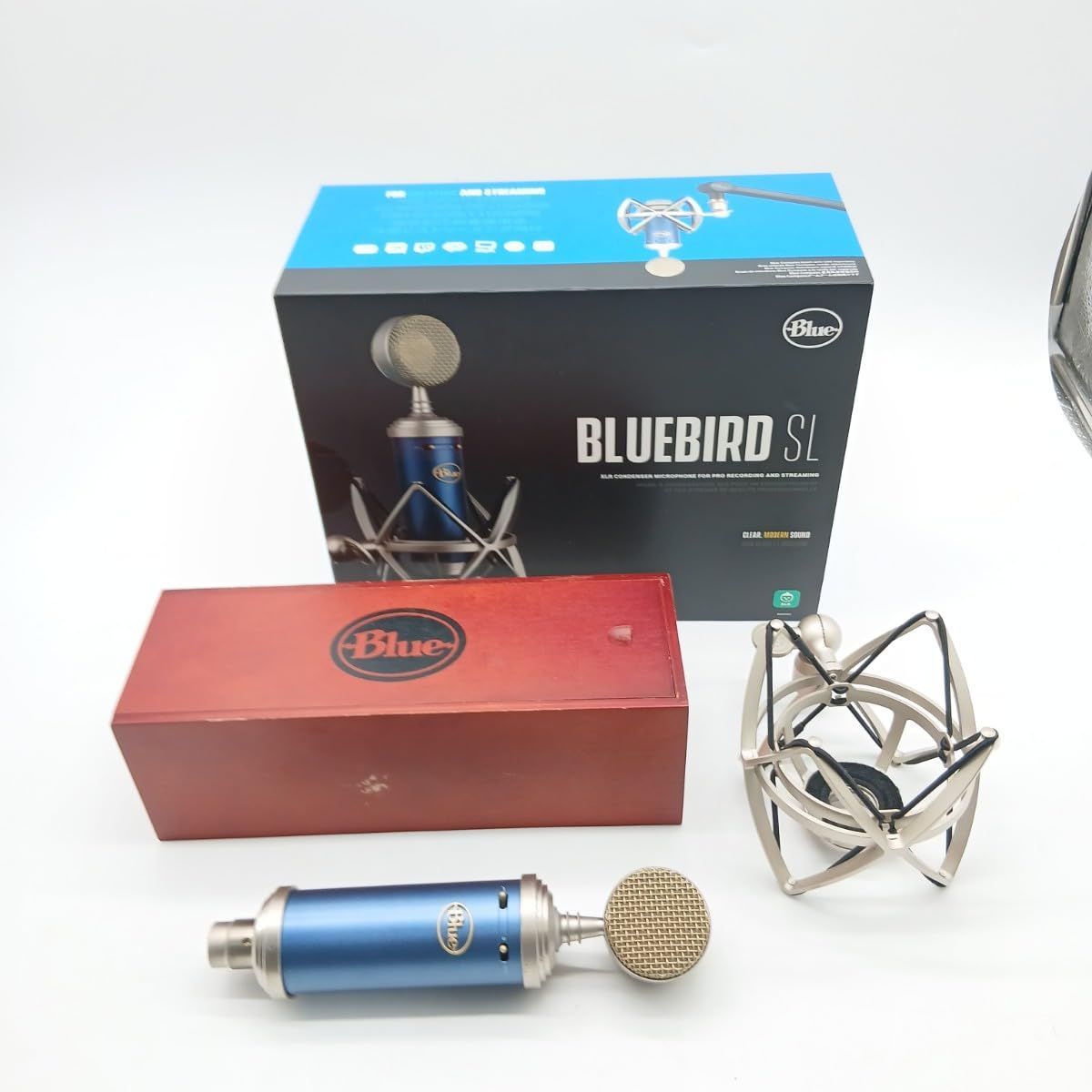 No.6779 ロジクール G Blue Bluebird SL BM1200 XLR マイク コンデンサーマイク ショックマウント付き 木製ストレージボックス ストリーミング レコーディング ゲーム 配信 国内正規品 2年間メーカー保証