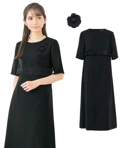 [BEENSR] 喪服 レディース 礼服 レディース 喪服 ブラックフォーマル レディース フォーマルワンピース ブラックふぉーまる ワンピース ブラックフォーマル 半袖 オールシーズンpms dbb54079
