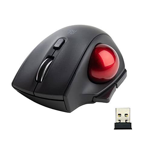 サンワダイレクト トラックボールマウス ワイヤレス 小型 静音 Mac/Windows対応 ブラック 400-MAWTB180BK | 5ボタン(戻る/進むボタン搭載)ym d4221f15
