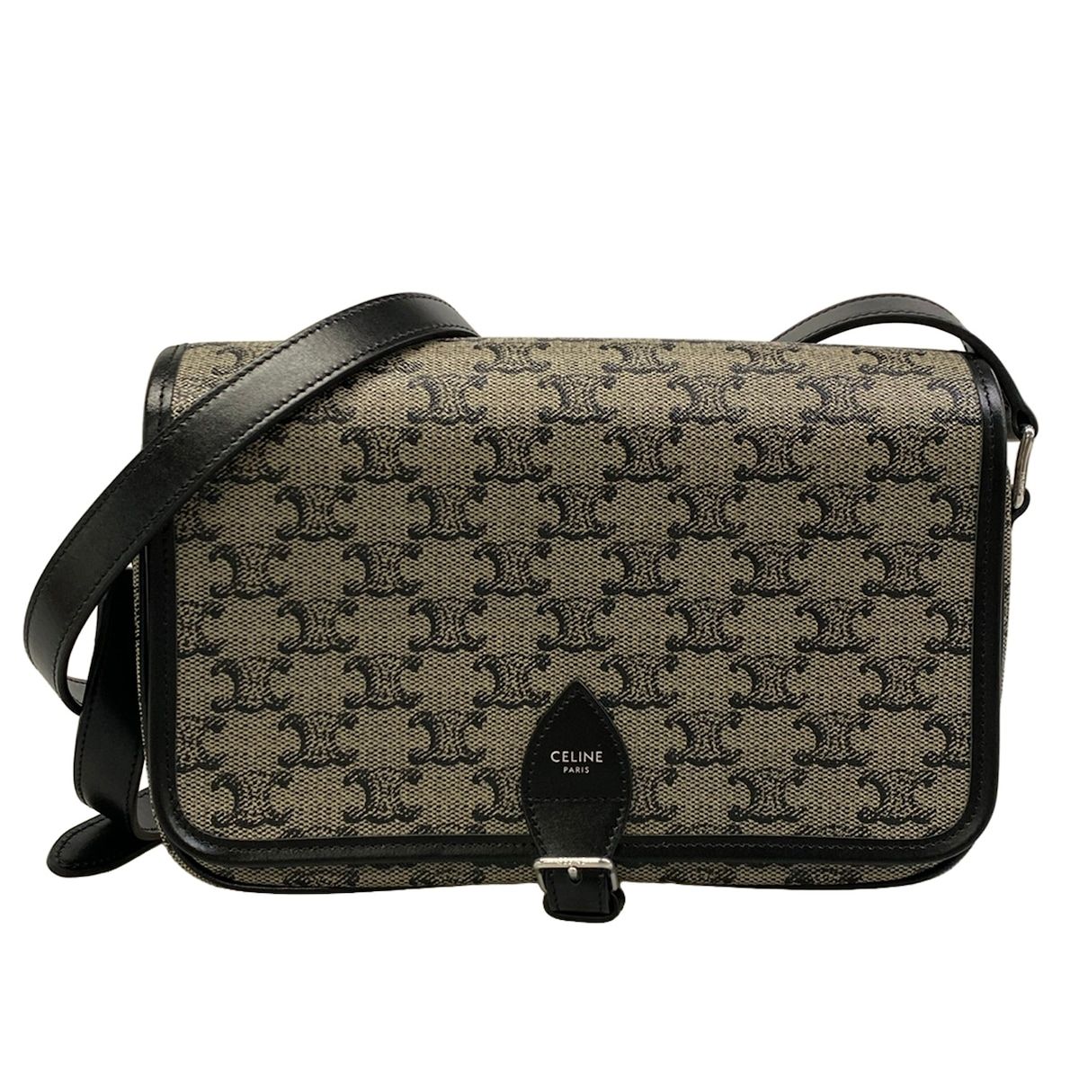 CELINE(セリーヌ) ショルダーバッグ スモール フォルコ メッセンジャー ベージュ×黒 斜めがけ レザー