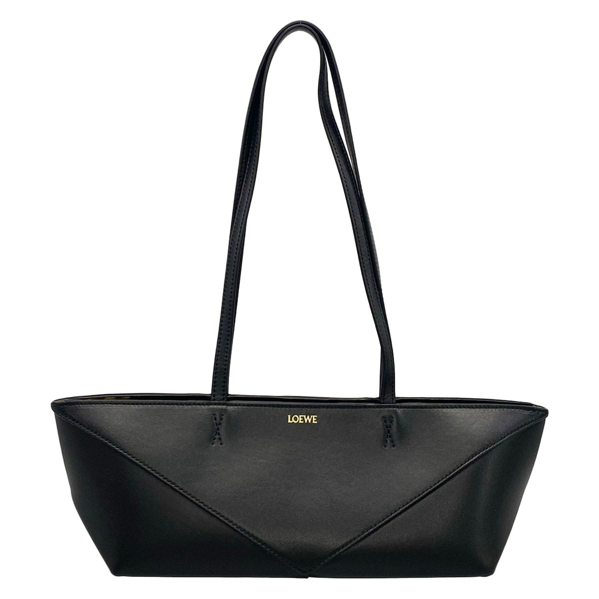 LOEWE(ロエベ) ショルダーバッグ美品 パズル フォルド クロップド 黒 レザー 100,320円
