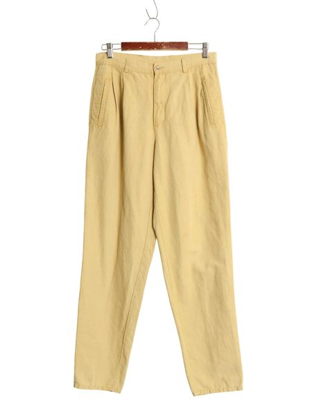 90s オールド ギャップ スラックス パンツ メンズ 31 34 古着 旧タグ ストレート テーパード ツータック リネン 麻 コットン 高級 ベージュ