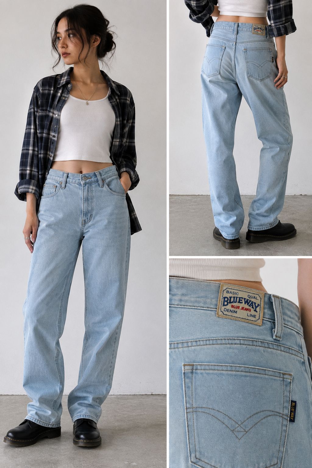 Vintage BLUE WAY Japanese Denim Jeans Light Blue Made in Japan M 100% Cotton