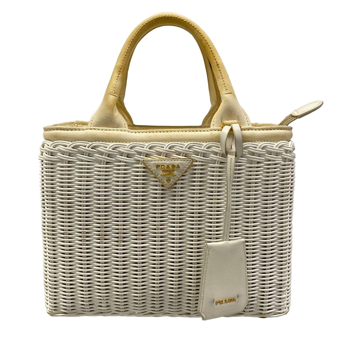 PRADA(プラダ) ハンドバッグ - 1BG835 白×アイボリー かごバッグ 56,375円