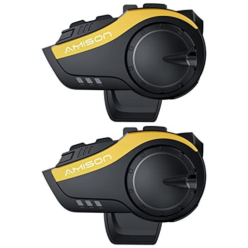 ★新品★Amison バイクインカム 最大10人同時通話 最大通話距離2000m Bluetooth 5.0 無線機バイクいんかむ 連続28H時間通話 IP67防水 ヘルメット用 音楽共有 音声聞き取リ FMラジオ付きインターコム 自動ペアリ 5bee94be