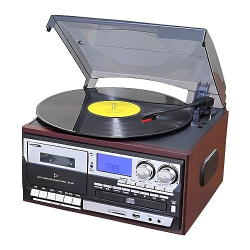 ★新品★[東京Deco] マルチレコードプレーヤー 多機能タイプ スピーカー内蔵 木目調 ﾛｰｽﾞｳｯﾄﾞ×ｼﾙﾊﾞｰ [回転速度3段階/レコード/CD/CD-R/RW/カセット再生/デジタル録音/AM・FMラジオ受信/リピート機能] EP/ 0968ca4d
