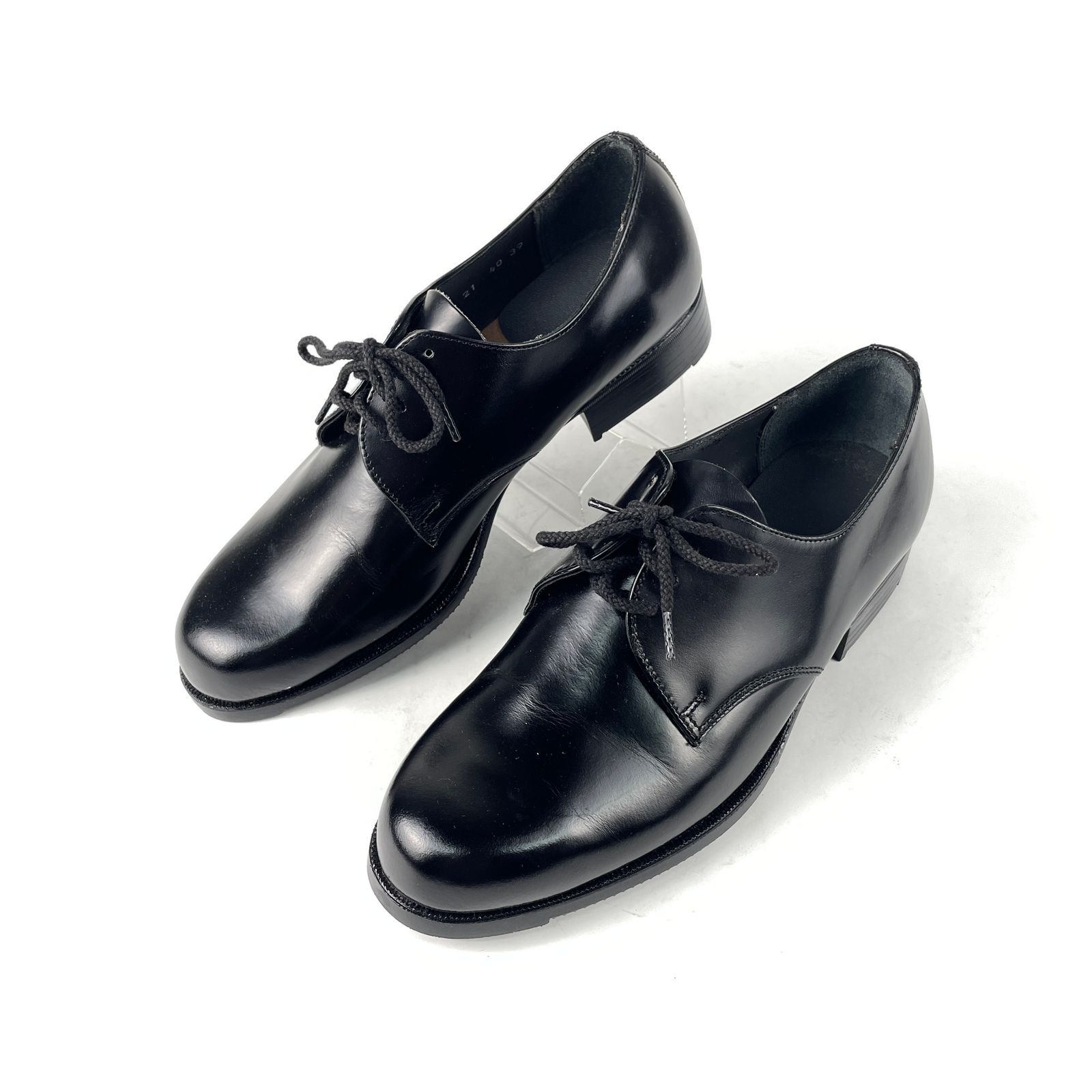 BATA　バタ　ドレスシューズ　レザーシューズ　フランス軍　サービスシューズ　プレーントゥ　レースアップ　革靴　サイズ39　ブラック