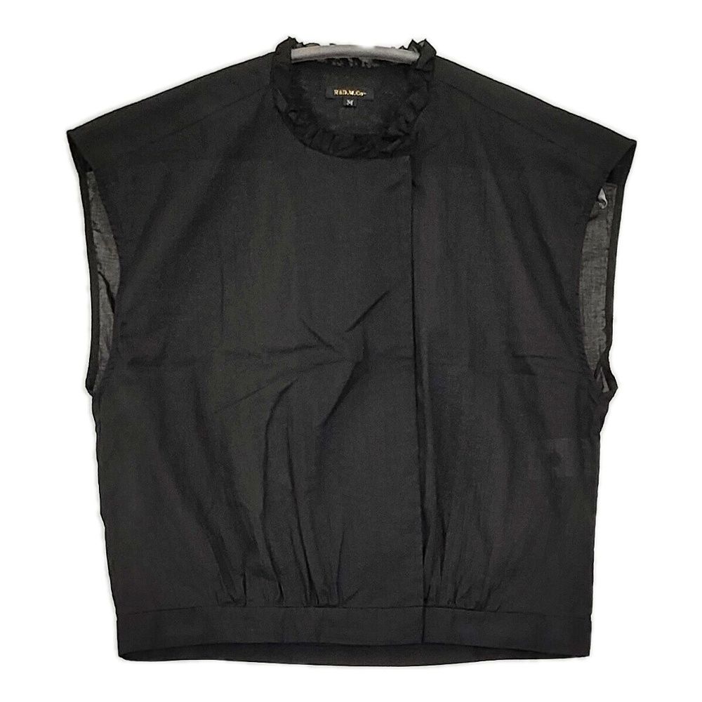 R&D.M.Co- FRILL COLLAR GILET フリルカラージレ M コットン ノースリーブ ブラウス シャツ ブラック レディース オールドマンズテーラー【中古】6-0811S♪ 13,467円