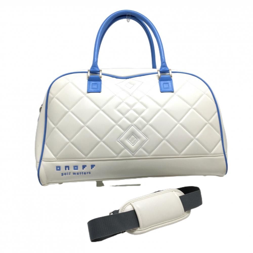 【美品】オノフ 2WAYボストンバッグ 白×ライトブルー シューズ収納 ショルダーストラップ ゴルフ ONOFF 6,287円
