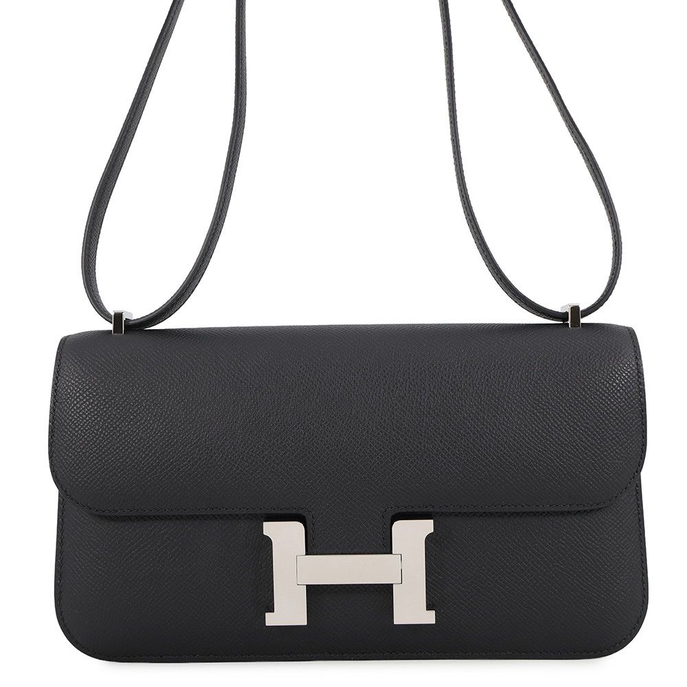 エルメス ショルダーバッグ コンスタンス エラン ミロワール ブラック/シルバー金具 エプソン K刻印 HERMES Constance 黒