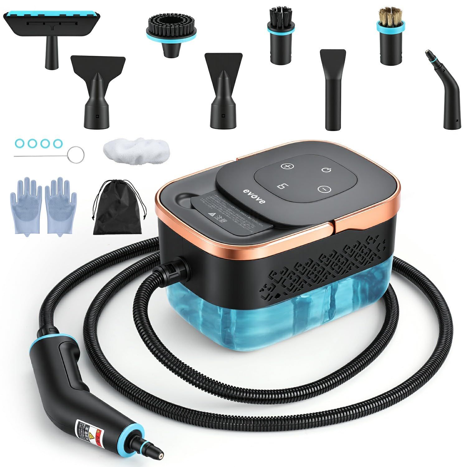 【12秒速熱・大容量タンク】evove スチームクリーナー 120℃高温 高圧 ハンディタイプ 1500W 除菌率99.9% 水タンク1250ml 8種ノズル付き キッチン 油汚れ ペット 赤ちゃん おもちゃ 年末清掃 SC01pms b1cd09c2