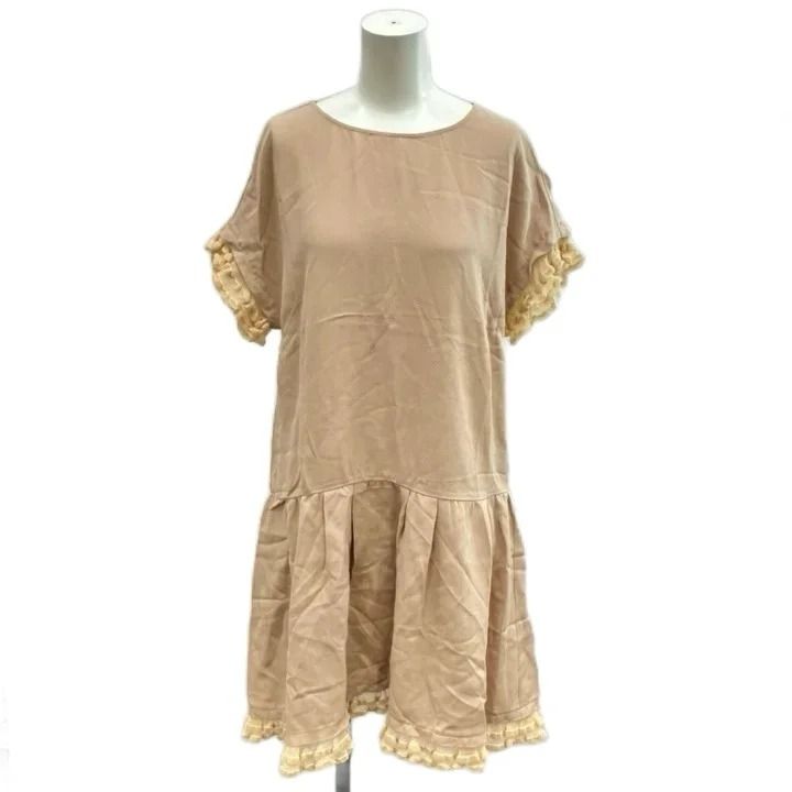 レッド ヴァレンティノ RED VALENTINO ワンピース 40 ピンク フリル 半袖 ひざ丈 /NP ■GY19