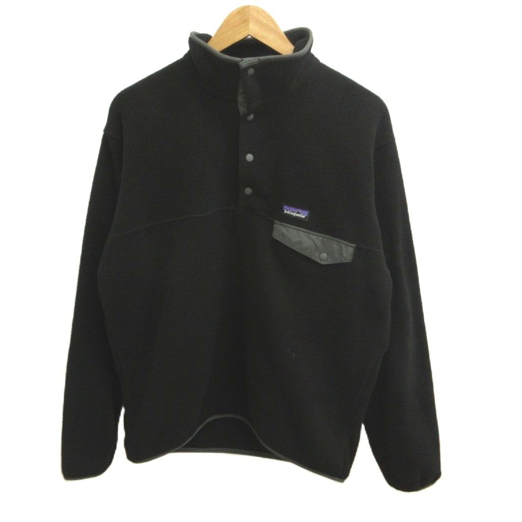 パタゴニア Patagonia メンズ ライトウェイト シンチラ スナップT プルオーバー M 黒 ブラック フリース スナップボタン 長袖 25580 /KK ■GY12
