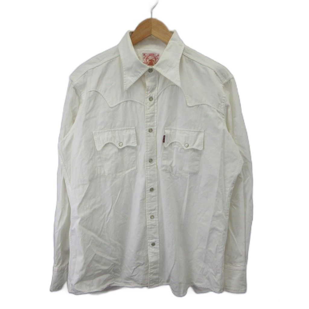 エヴィス EVISU シャツ 42 白 ホワイト ウエスタンシャツ 長袖 胸ポケット /KK ■GY12