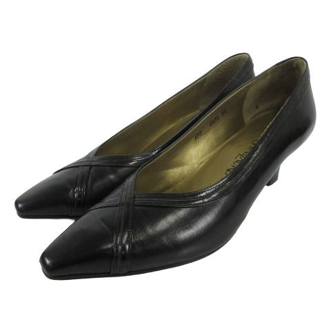 Yves Saint Laurent Yves Saint Laurent Cross Design Pumps Vintage Leather Black Black 36