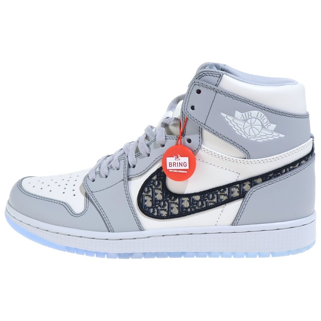 NIKE (ナイキ) ×Dior Air Jordan 1 High Wolf Grey CN8607-002 ×ディオール エアジョーダン1 ハイ OG ハイカットスニーカー シューズ US9.5/27.5cm グレー