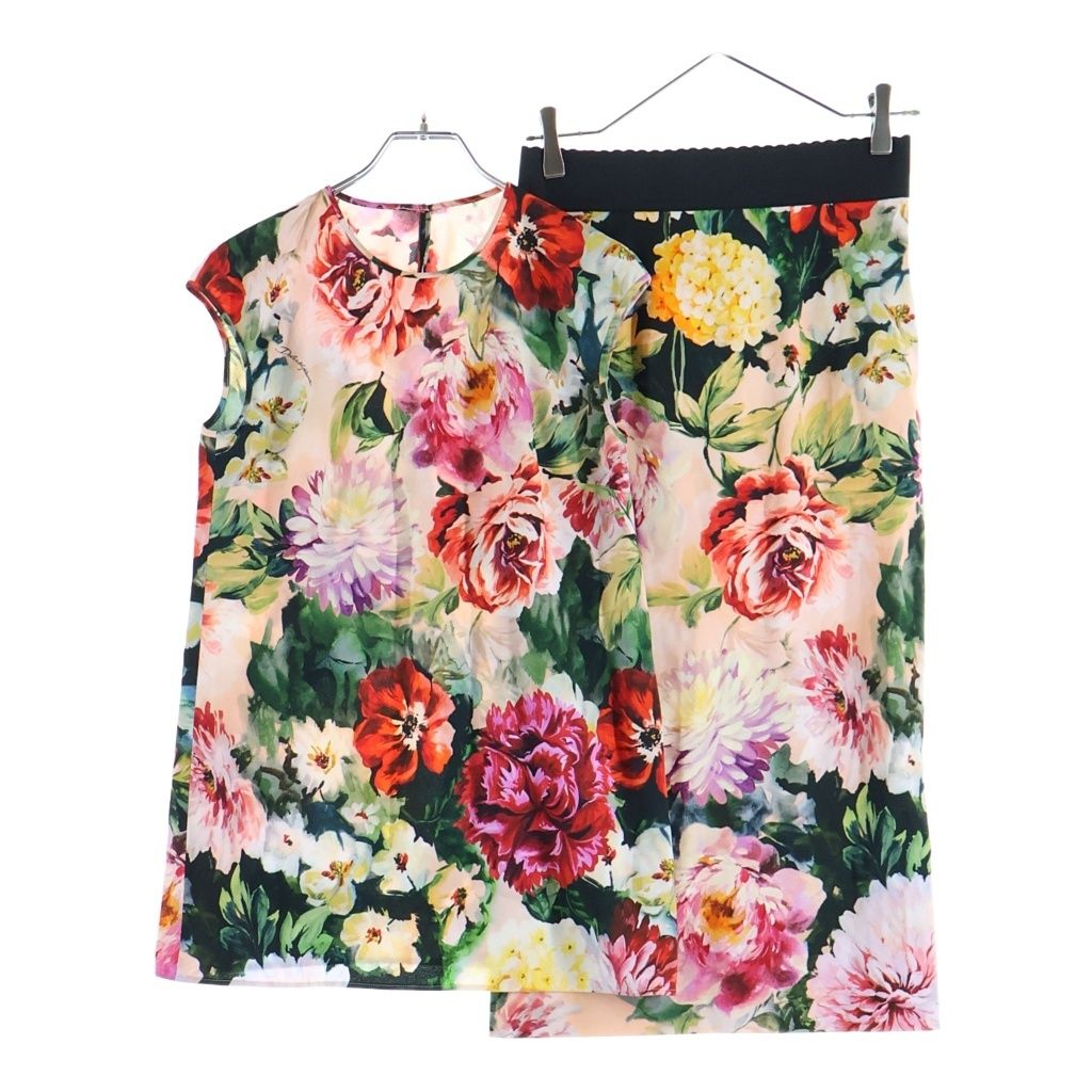 DOLCE & GABBANA (ドルチェアンドガッバーナ) 花柄セットアップ ブラウス×スカート マルチカラー シルク TO-F73A9T/FSRKN