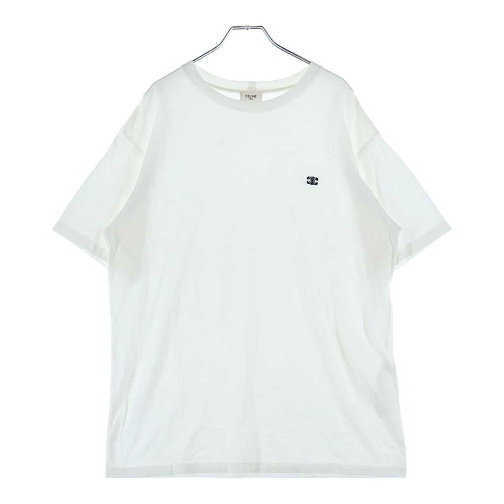 CELINE (セリーヌ) トリオンフロゴ刺繍 クルーネック半袖Tシャツカットソー ホワイト 2X04I671Q.01OB