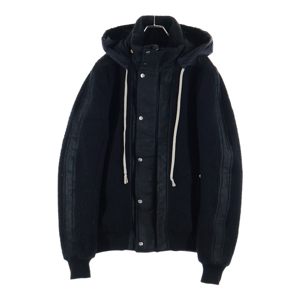 Rick Owens (リックオウエンス) 19AW Wool Dustulator Hooded Jacket ウールフーデッドジャケット ブラック RU19F4767-WFMLBA