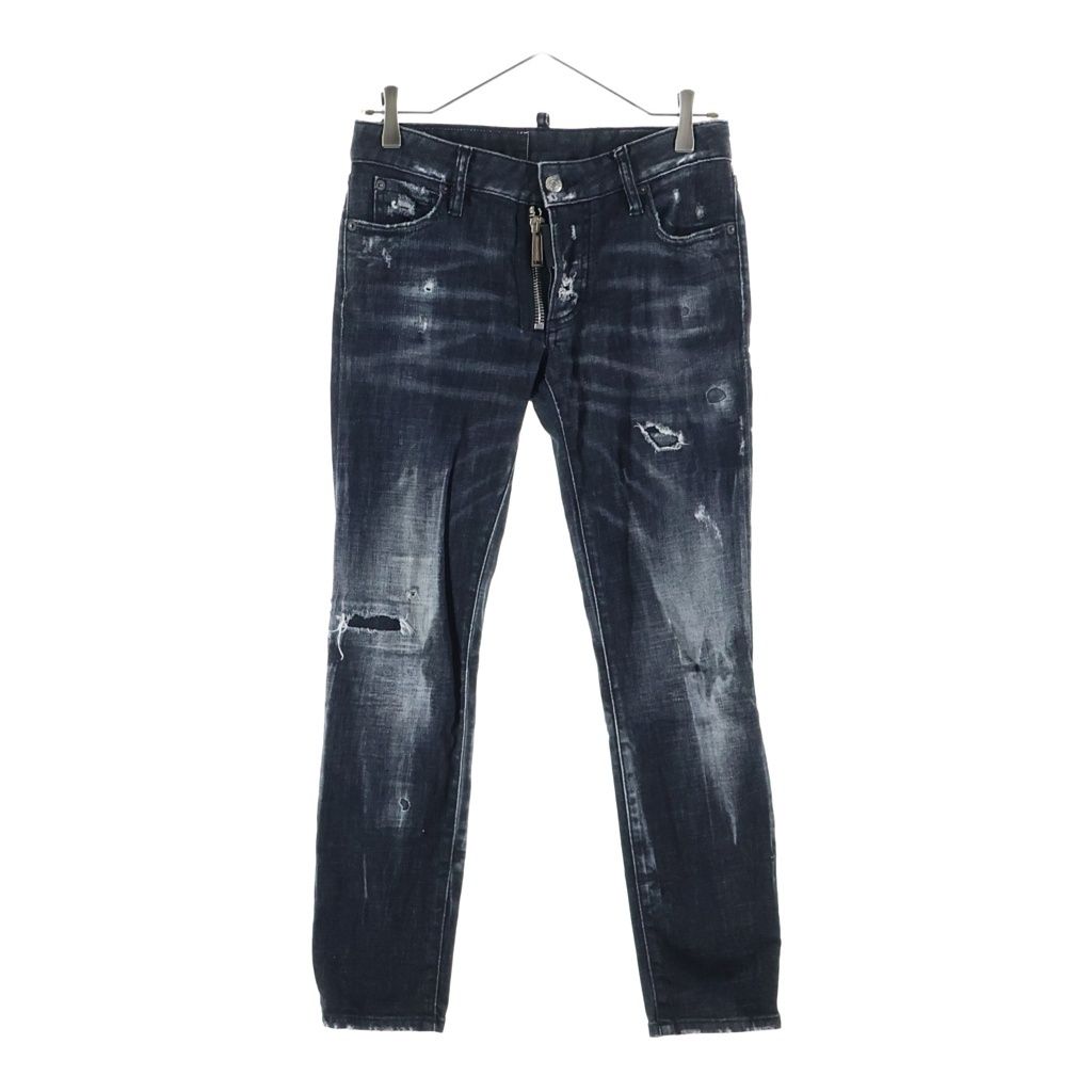 DSQUARED2 (ディースクエアード) DANCATEN Denim pants ダメージ加工 ボタンフライ デニムパンツ ブラック レディース S72LB0172