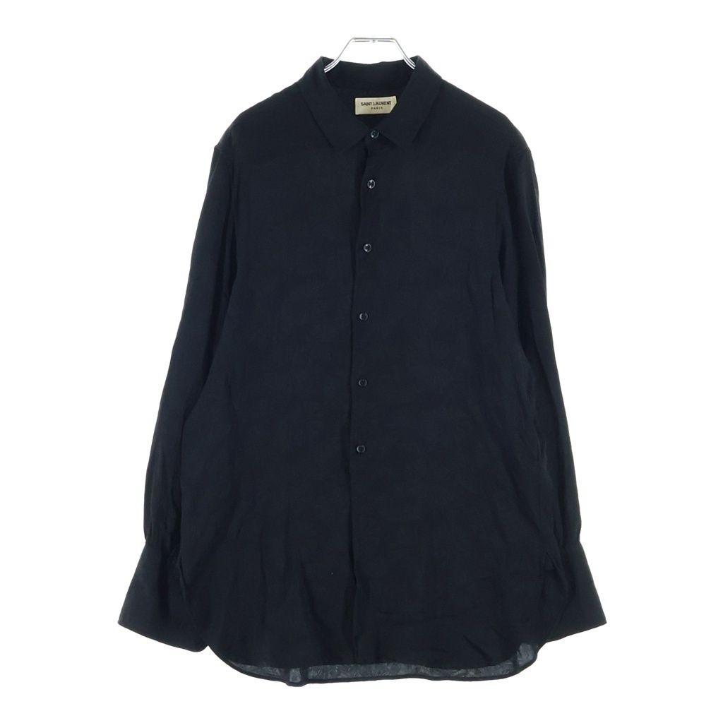 SAINT LAURENT PARIS (サンローランパリ) パラソル柄 シルク長袖シャツ ブラック 642421 Y2C76