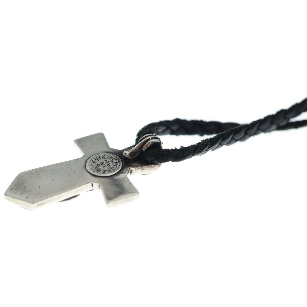 CHROME HEARTS (クロムハーツ) VULCAN CROSS SML LB バルカンクロス スモール レザーブレイド ネックレス シルバー