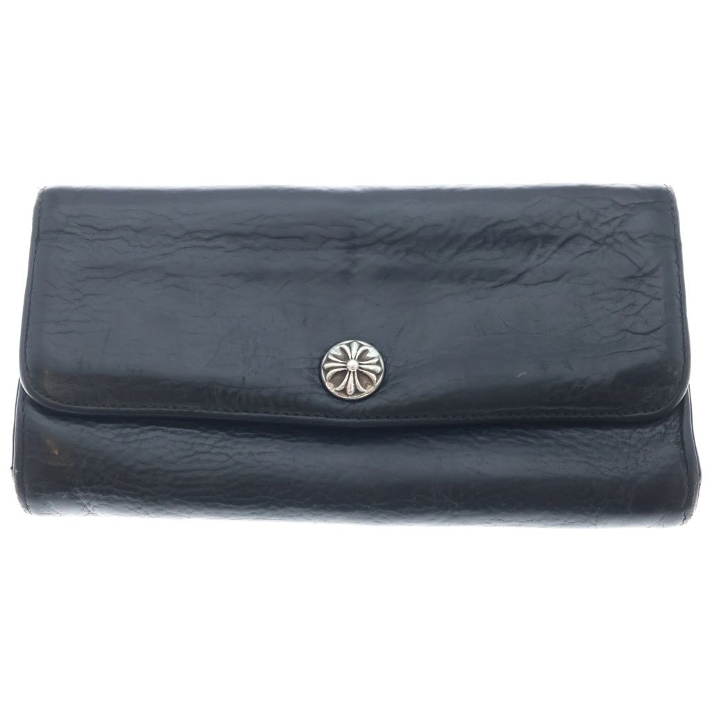 CHROME HEARTS (クロムハーツ) JUDY CROSS BALL ジュディ クロス ボール ボタン レザーウォレット 長財布 ブラック 76,230円