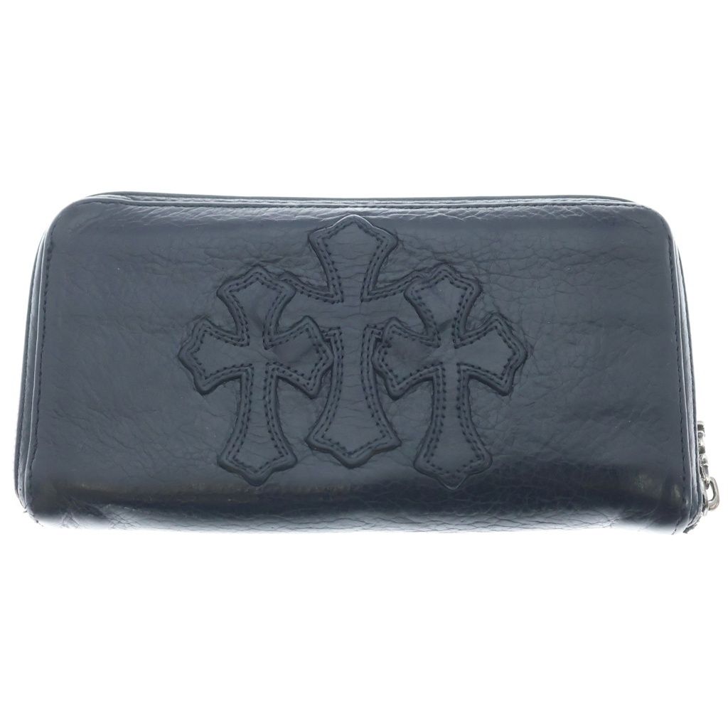 CHROME HEARTS (クロムハーツ) REC F ZIP 3クロス ラウンドジップレザーウォレット 財布 ブラック