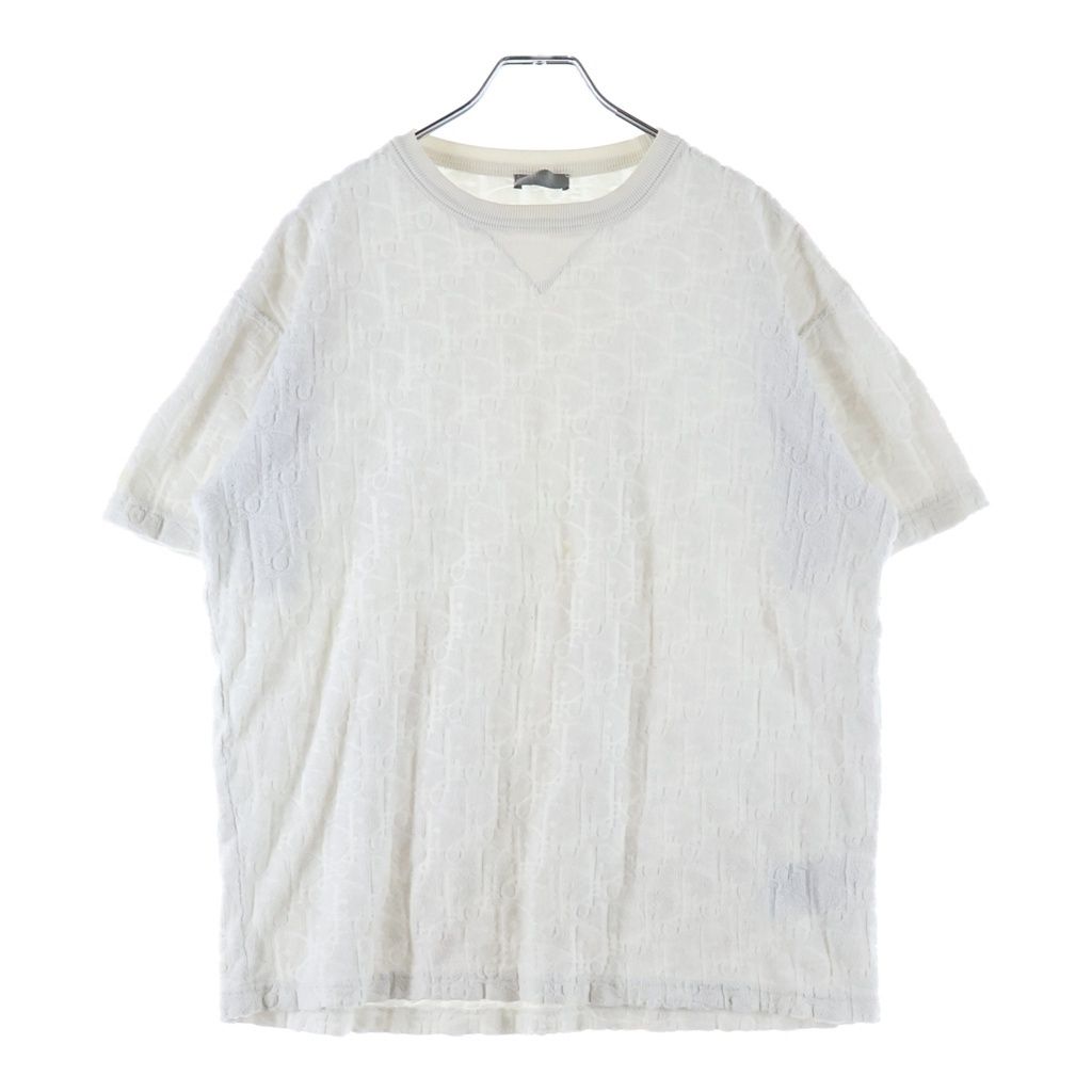 DIOR (ディオール) オブリーク総柄 パイル 半袖Tシャツ カットソー ホワイト 113J692A0614