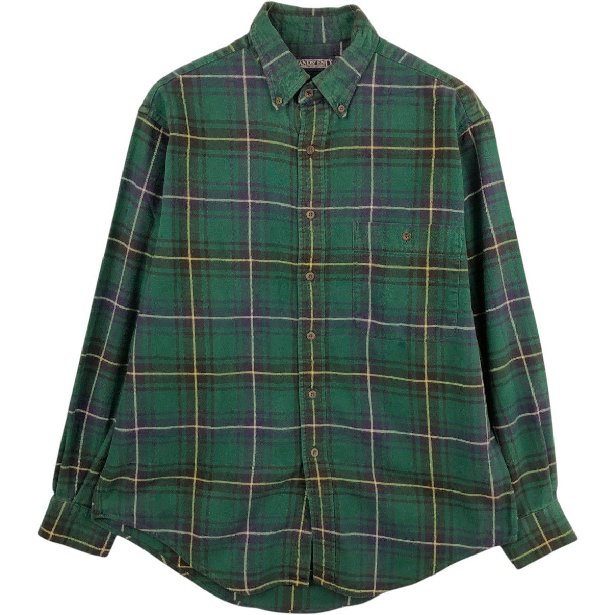 古着 ランズエンド LANDS'END 長袖 ボタンダウン フランネルチェックシャツ USA製 メンズL相当 ヴィンテージ/eaa666101