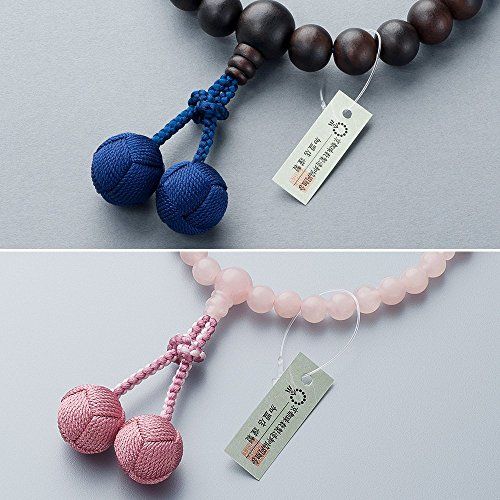 【新品】数珠セット 【 ペア数珠 】 数珠 男性用（縞黒檀 2天デュモートライト 22玉 正絹房）/数珠 女性用（紅水晶 7mm玉 正絹房） 【 数珠袋付き 】すべての宗派でお使いいただける 男女セット 念珠 京都製 【発行 京念珠製造師製作 bcf680df