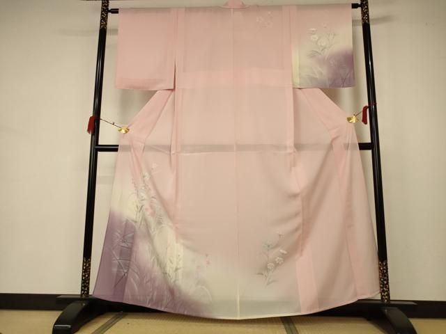 平和屋着物＊夏物　訪問着　絽　手描き　草花文　暈し染め　正絹　逸品　未使用　AABL7580ck