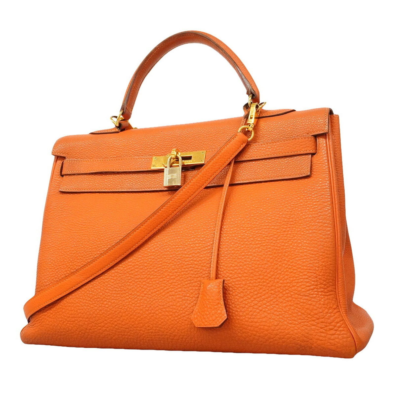 エルメス(Hermes) エルメス ハンドバッグ ケリー35 トゴ オレンジ □H刻印 2wayバックレディース
