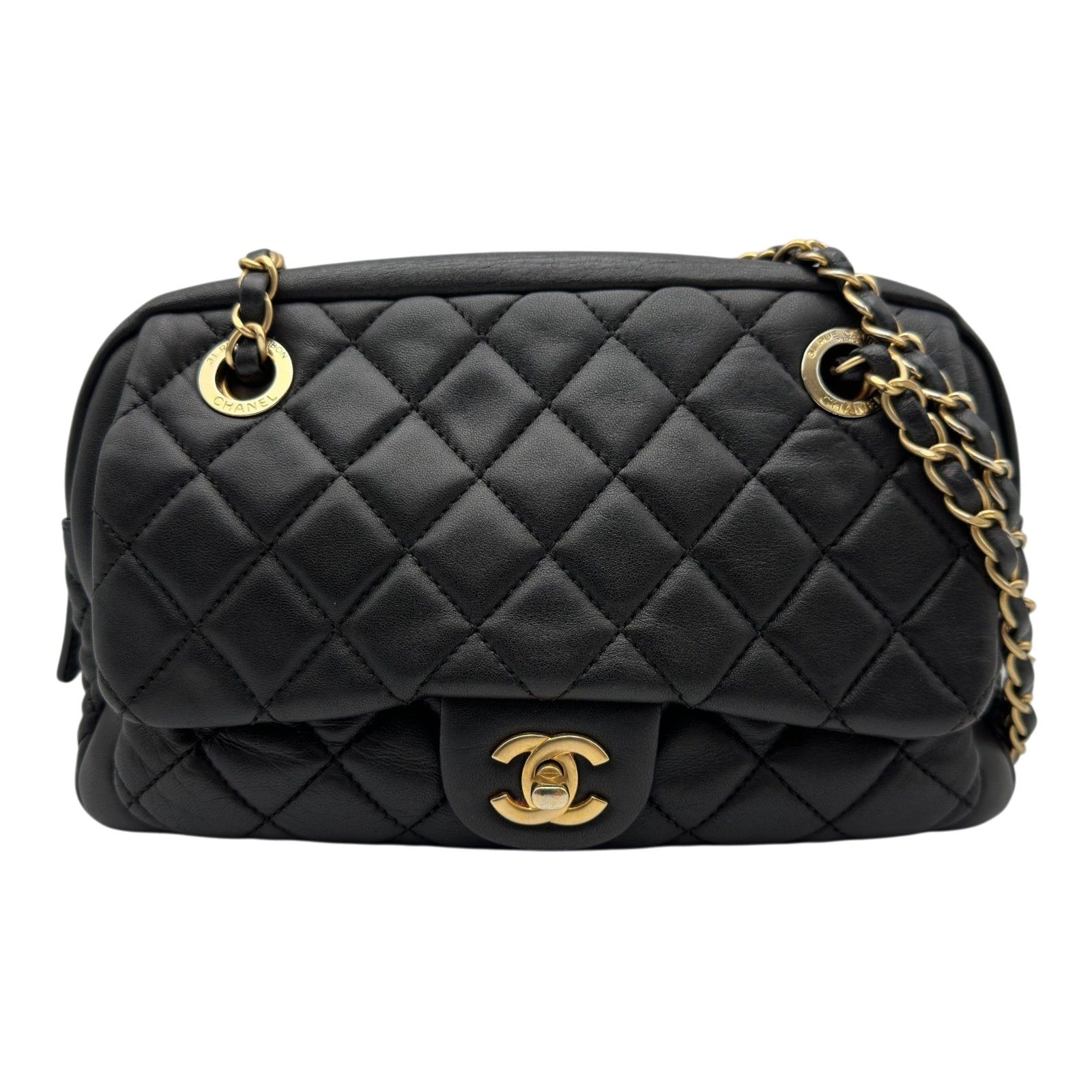 シャネル CHANEL マトラッセチェーンハンドバッグ 18番台 ブラック ゴールド金具 ラムスキン レディース ハンドバッグ