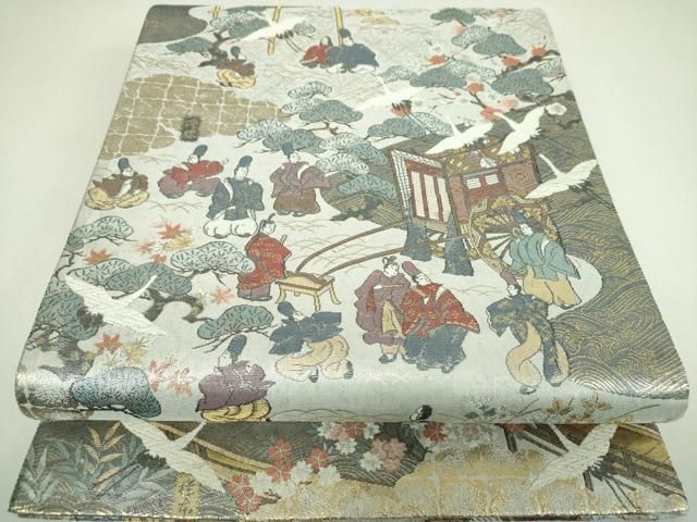平和屋本店▼両面　全景全通柄袋帯　源氏物語絵巻　本金箔　正絹　逸品　DABI6919ps