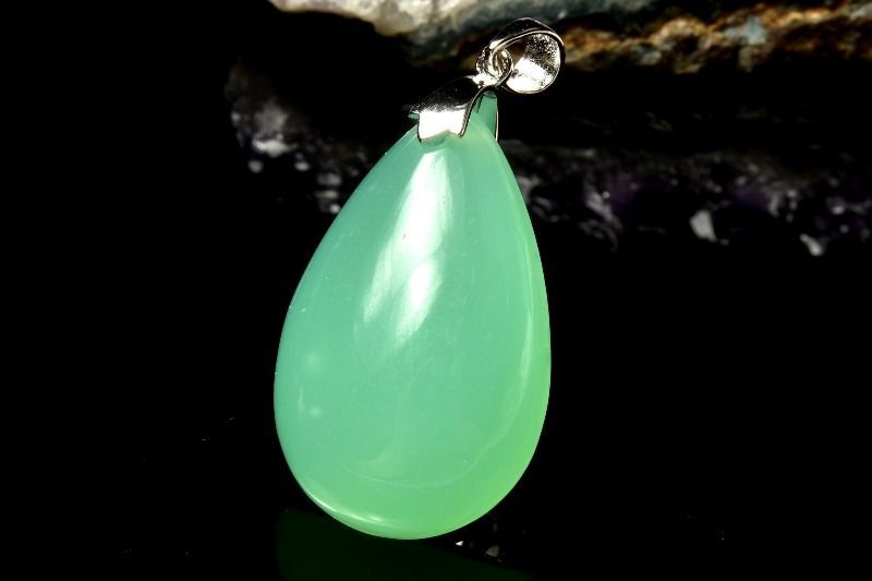 【１点物】SA級☆高発色 シルバー925 クリソプレーズ　26x16mm　ドロップ ペンダントトップ パワーストーン 天然石 _PD4257 9,067円